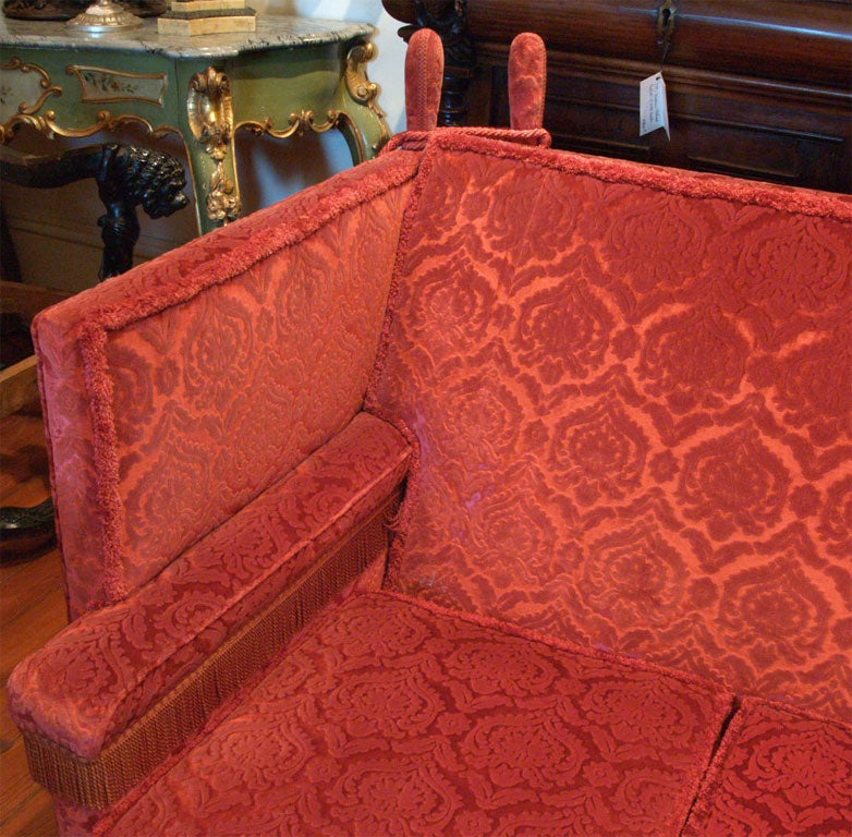 French 1940's Silk Stamped Velvet Knole Sofa