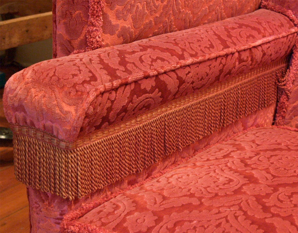 Upholstery 1940's Silk Stamped Velvet Knole Sofa