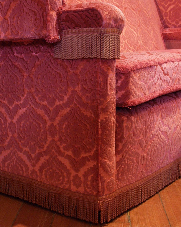 1940's Silk Stamped Velvet Knole Sofa 3