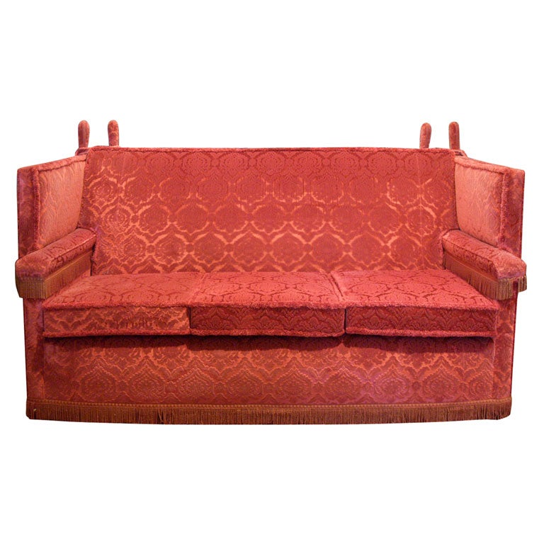 1940's Silk Stamped Velvet Knole Sofa