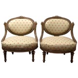 Antique Pair of Napoleon III Slipper Chairs