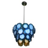 Blue and Yellow Glass Disc Chandelier by Vistosi