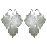Murano 3-Tiered Glass Leaf Sconces with chrome