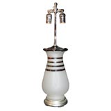 Antique "Bristol" frosted glass vase, mounted as lamp