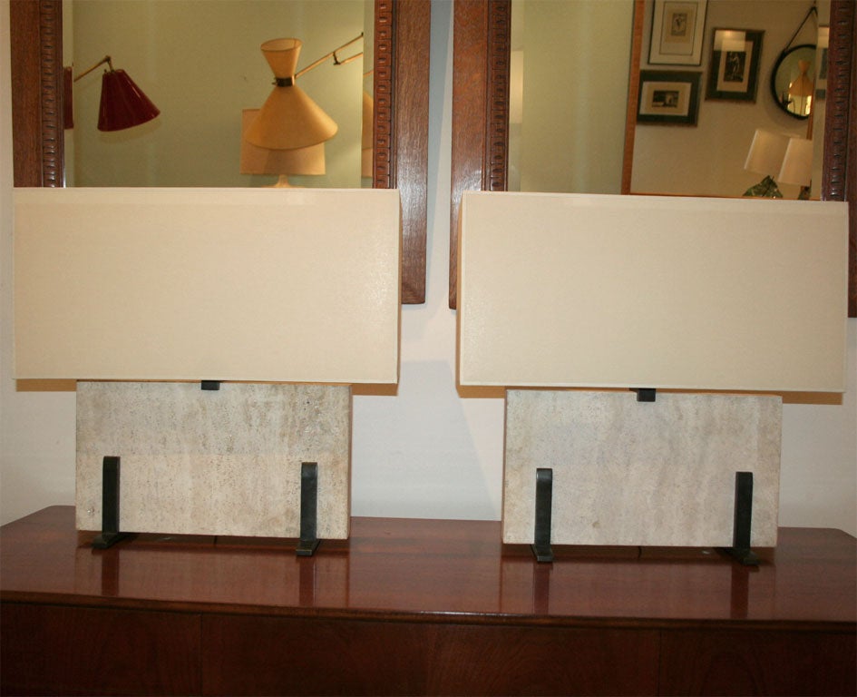 Pair of Travertine lamps