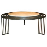 Concentric Iron & Travertine Coffee Table