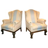 Pair of Georgian Style Wing Chairs, Late 19th Century