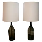 Pair of Smoked Bottle Lamps