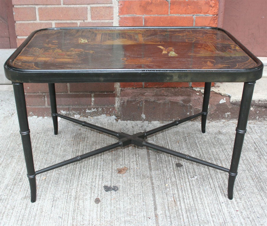 Antique Chinoiserie Tray on later Base