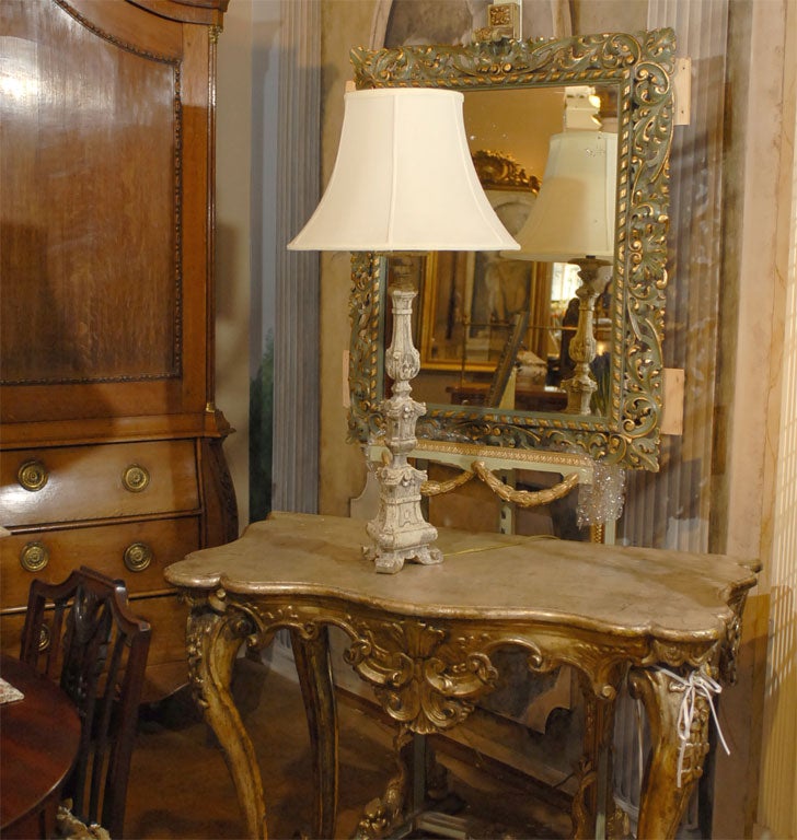 18th Century and Earlier 18th C. French Wood Candlestick as a Lamp For Sale