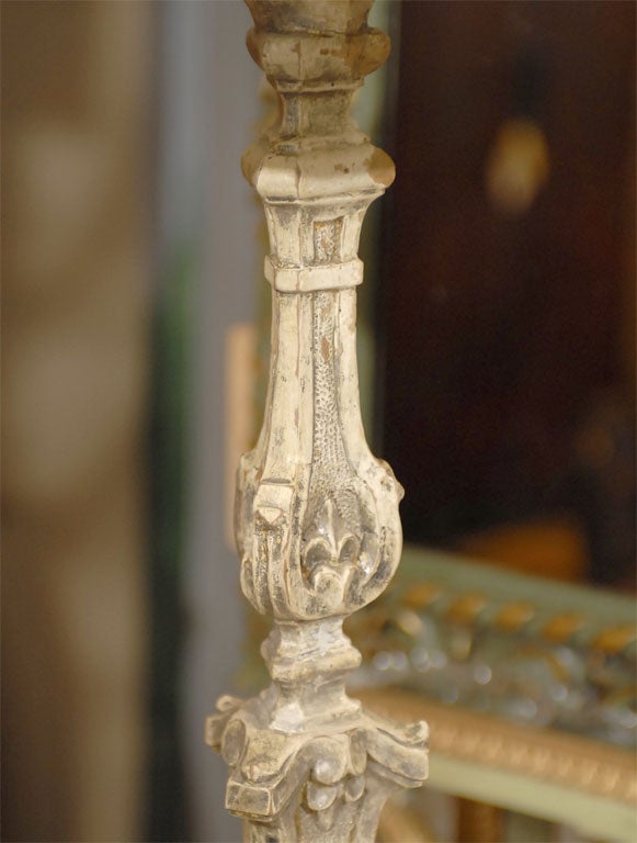18th C. French Wood Candlestick as a Lamp For Sale 2