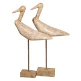 Hand Painted and Carved Wooden Swans