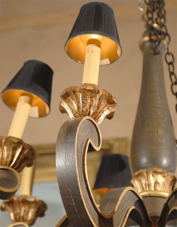 20th Century Hand Carved Wood and Gilt Chandelier
