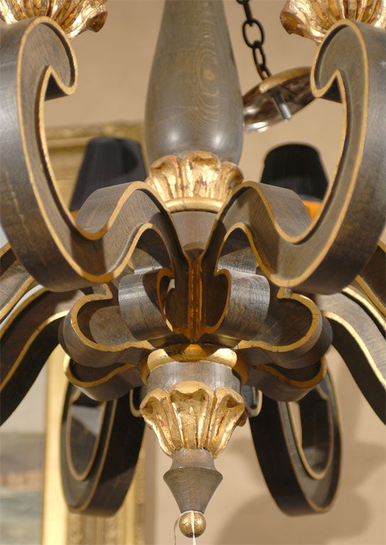 Hand Carved Wood and Gilt Chandelier 2