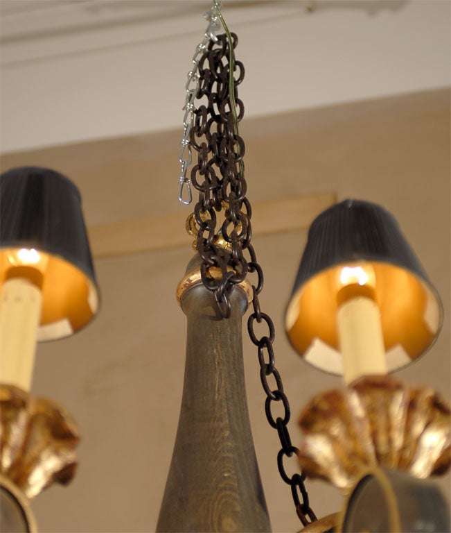 Hand Carved Wood and Gilt Chandelier 3