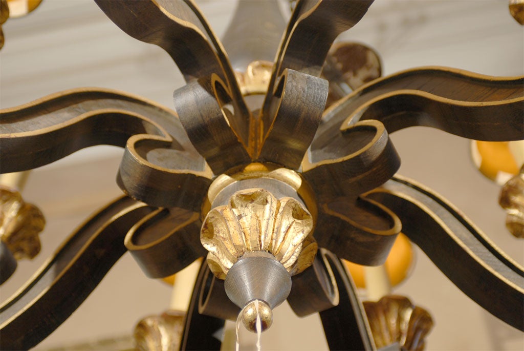 Hand Carved Wood and Gilt Chandelier 5
