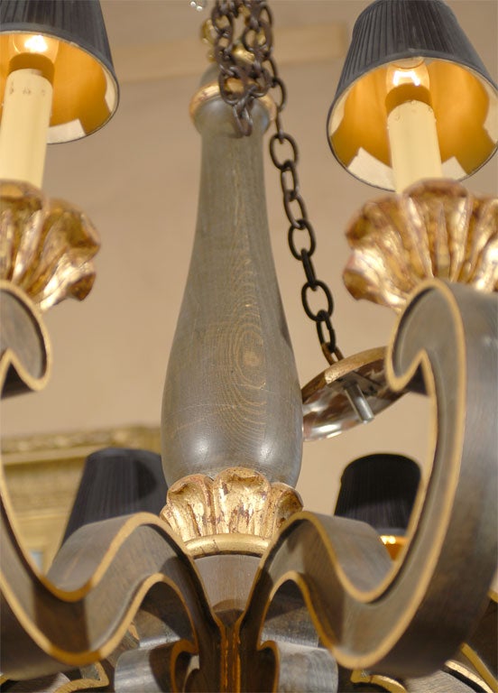 Hand Carved Wood and Gilt Chandelier 6