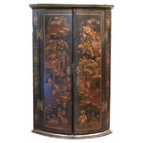 Antique English Lacquered Hanging Corner Cabinet