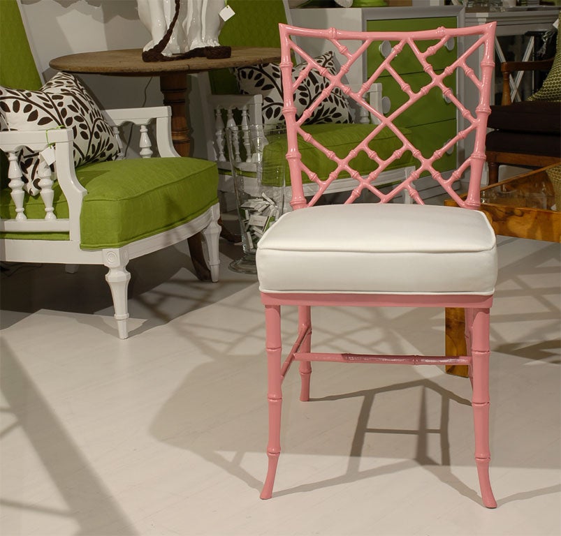 Pink Metal Faux Bamboo Chairs