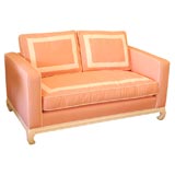 Pink & White Canvas Loveseat