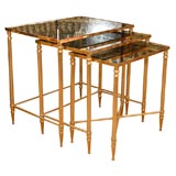 Set of Brass 
Glass Nesting Tables