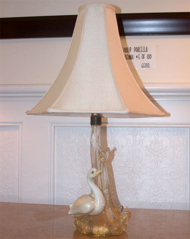 Italian Murano Glass Duck Lamp