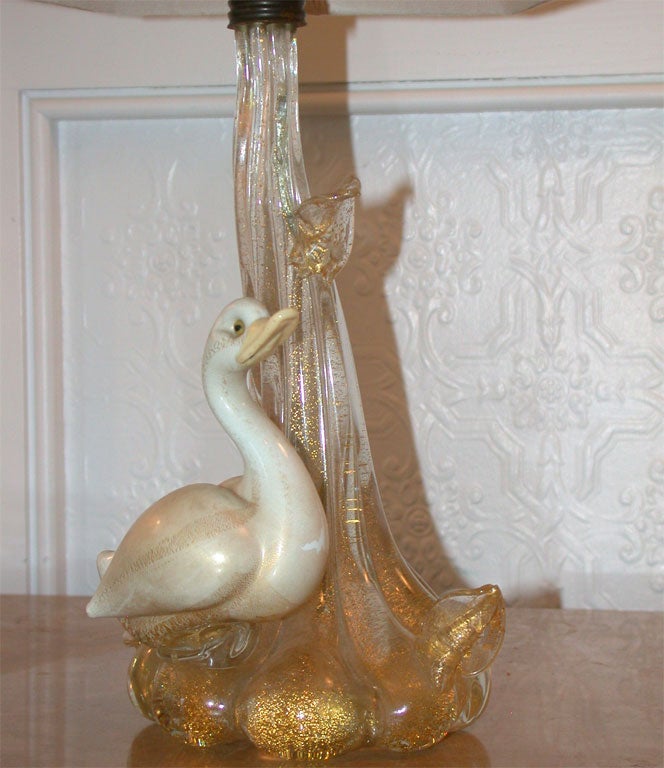 Murano Glass Duck Lamp In Excellent Condition In Southampton, NY