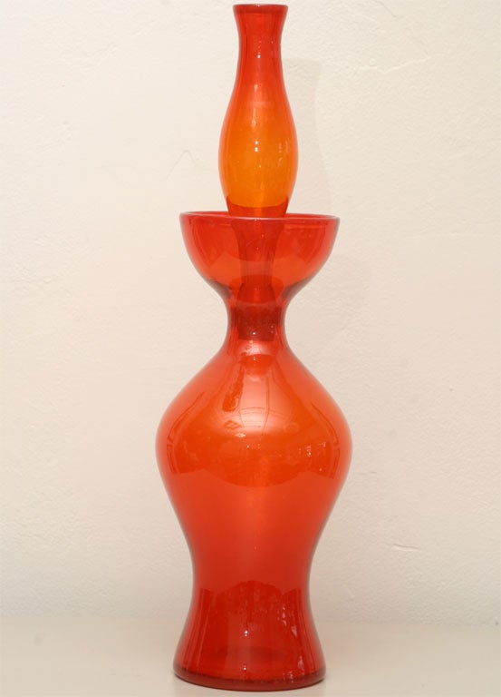 Tall Blenko Decanter with Stopper by Wayne Husted 4