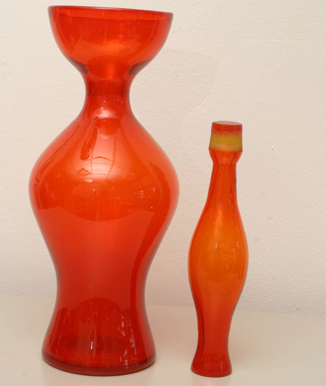 Tall Blenko Decanter with Stopper by Wayne Husted 1