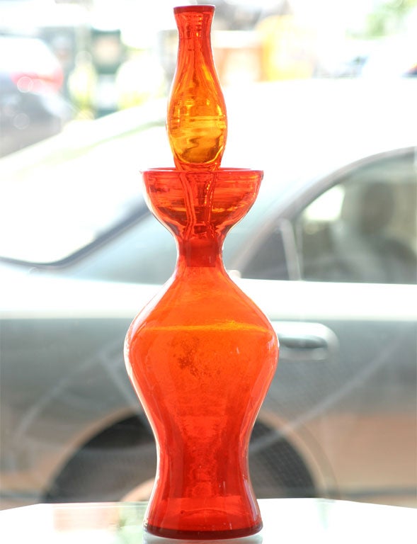 Tall Blenko Decanter with Stopper by Wayne Husted 3