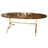 60's Aldo Tura Parchment and Brass Cocktail Table