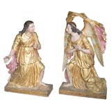Extraordinary Pair of Polychromed Cast Iron Angels