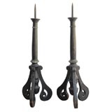 Antique Pair Large Primitive Candlesticks