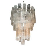 4 Tier Venini Clear Textured Glass Tube Chandelier