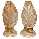 Pair of Barovier  Gold Fleck Leaf Table Lamps