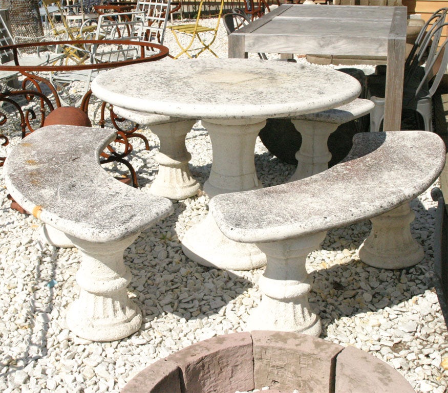French Outdoor Garden Table and Benches