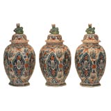 Set of three delft vases