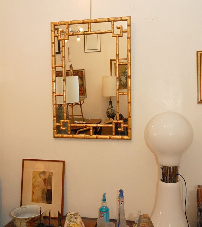 American Faux bamboo gilt gold leaf mirror.