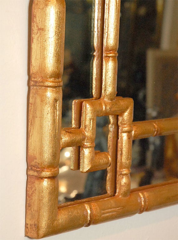 Faux bamboo gilt gold leaf mirror. 4