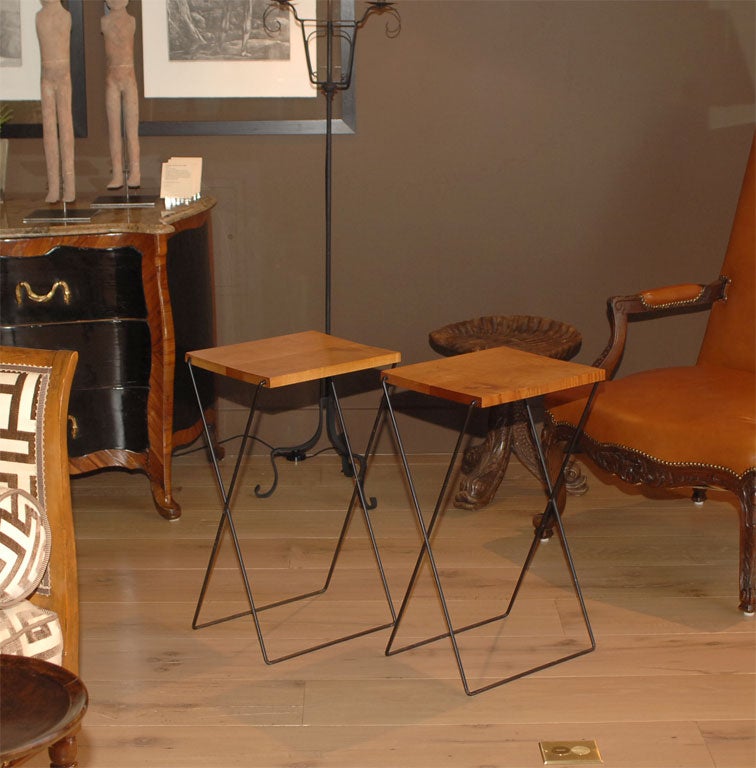 Wonderful Pair of Mid Century Folding Drink Tables