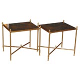 Pair of Louis XVI-Style Lacquered and Gilt-Brass Occasional Tabl Pair of Louis XVI-Style Lacquered and Gilt-Brass Occasional Tabl