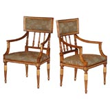 Pair Swedish Late Gustaviansk-Style Arm Chairs-