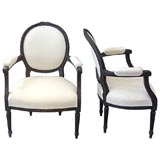 Pair of Black-Painted Armchairs