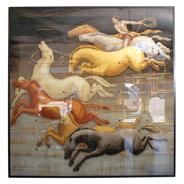 7 Horses- Reverse Painting by Jean De Merry