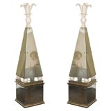 A Pair of Custom Mirrored Obelisks by Jean De Merry