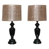 Vintage Pair of Black Marble Lamps