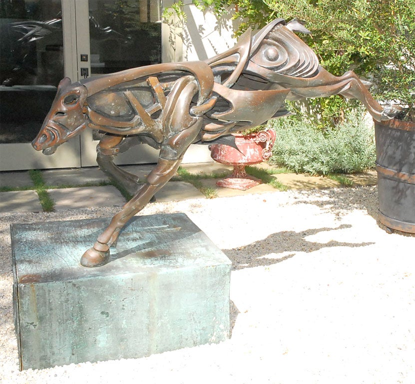 "The Flying Horse" a Bronze Sculpture by Roberto Sa