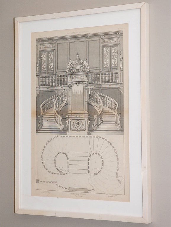 French Parchment Framed Architectural Prints For Sale