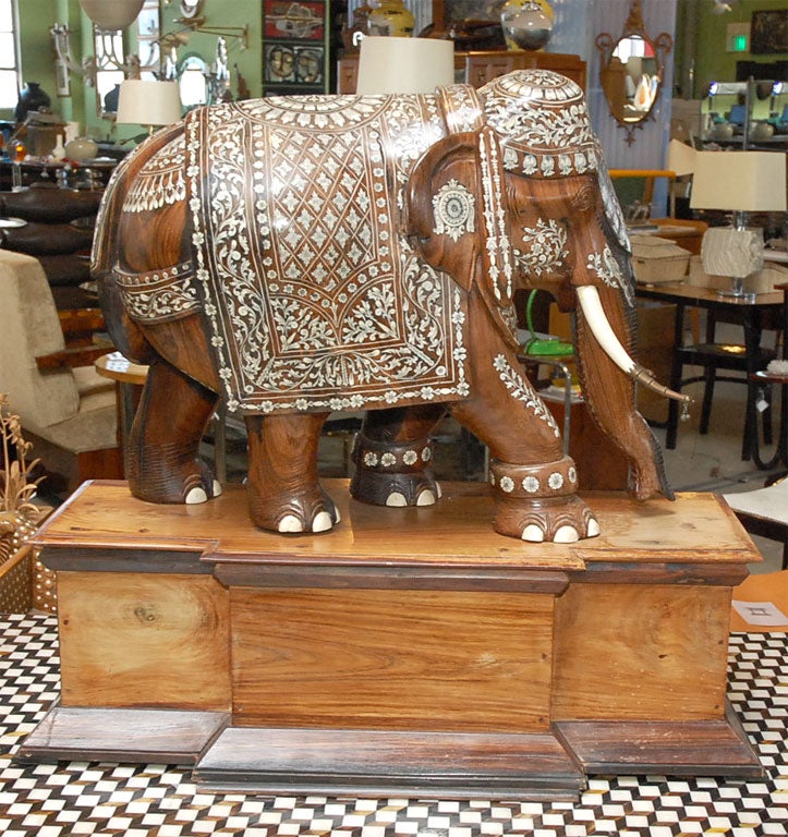 Unknown Elephant with Bone & Mother of Pearl Inlay