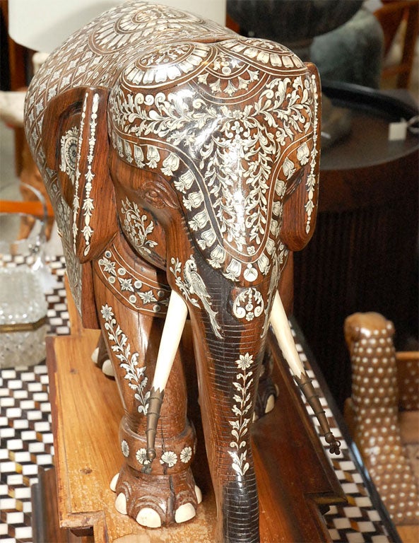 Elephant with Bone & Mother of Pearl Inlay 2